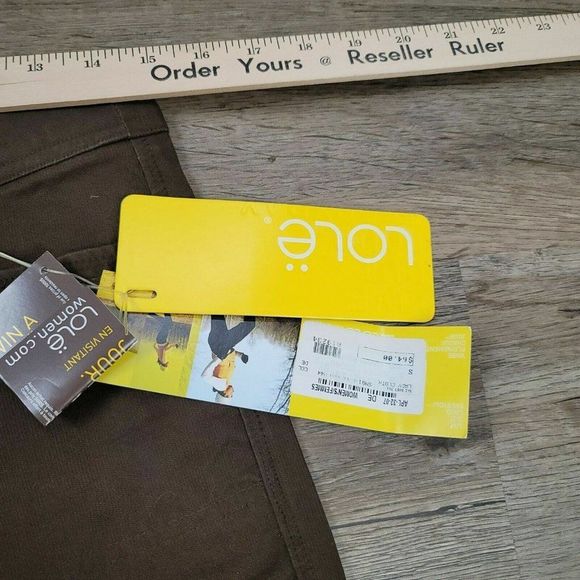 NEW Lole Pants Casual Brown Solid Cropped Flat Front Straight Leg Cotton Womens - Picture 8 of 8